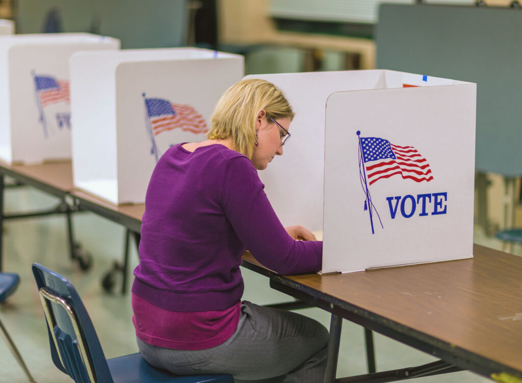 A voter at a polling station